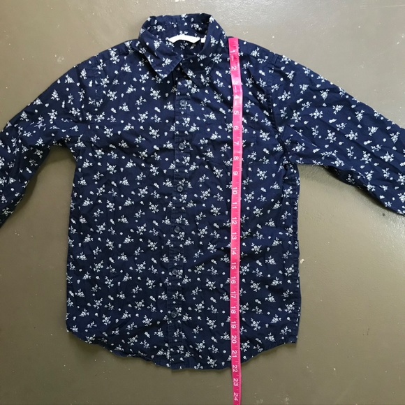 Janie and Jack Button Down Navy Floral Size 10 - Picture 7 of 9